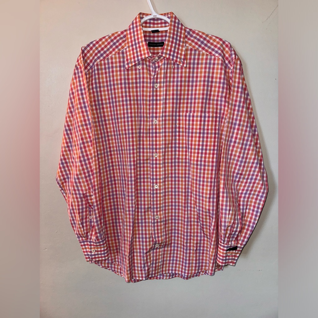 Bergdorf Goodman Red Plaid Shirr